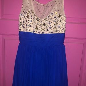 Royal Blue-Nude Crystal Dress